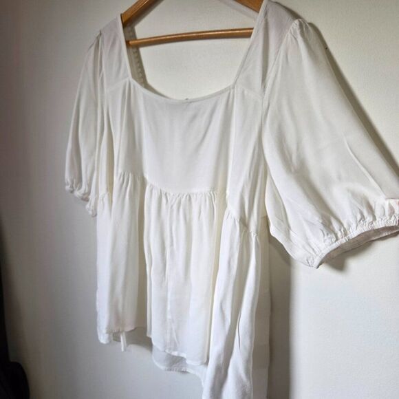 EUC RUSTTYDUSTTY WHITE SQUARE NECK BABYDOLL TIERED TOP SIZE 2XL/XXL - Picture 3 of 16